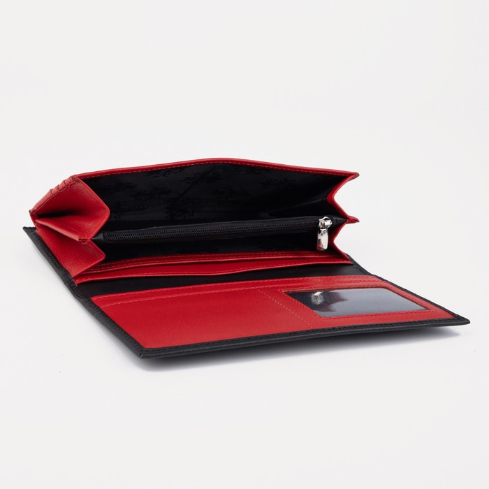 Кошелёк женский на молнии цвет чёрный/красный Кошелёк женский на молнии цвет чёрный/красный