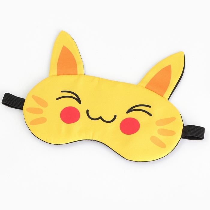 Маска для сна с ушками «Котик», 19.3 х 15 см, цвет жёлтый Маска для сна с ушками «Котик», 19.3 х 15 см, цвет жёлтый