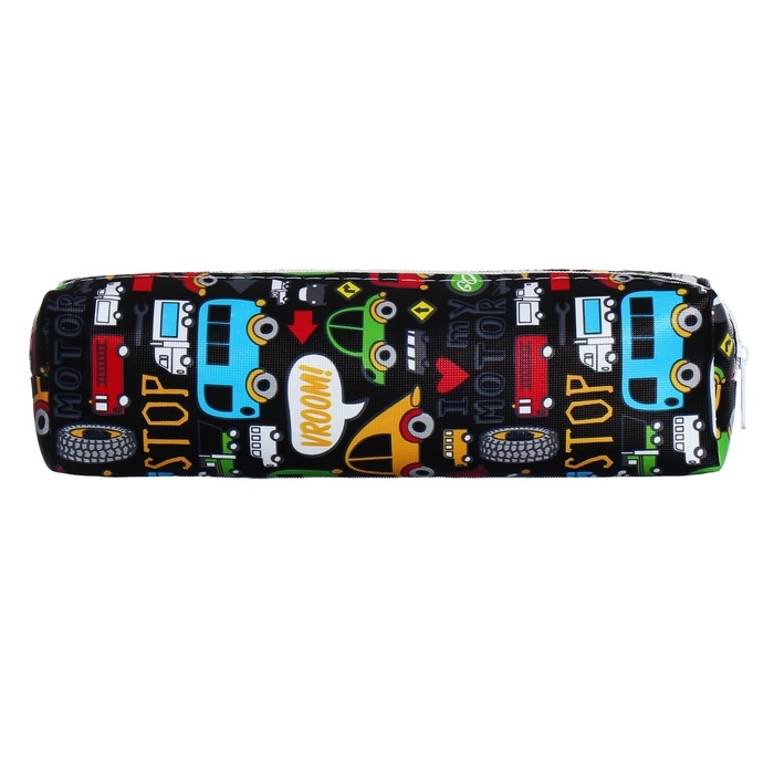 Пенал школьный на молнии Calligrata Пенал школьный на молнии Calligrata "Машинки", черный