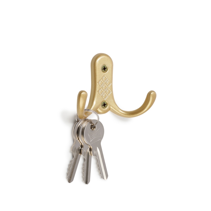 Крючок мебельный ТУНДРА TKD024 LIGHT, двухрожковый, матовое золото Крючок мебельный ТУНДРА TKD024 LIGHT, двухрожковый, матовое золото