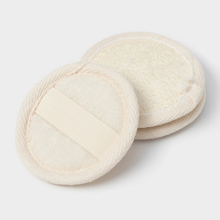 Мочалки для лица Доляна, 3 шт, сизаль, люффа, цвет бежевый