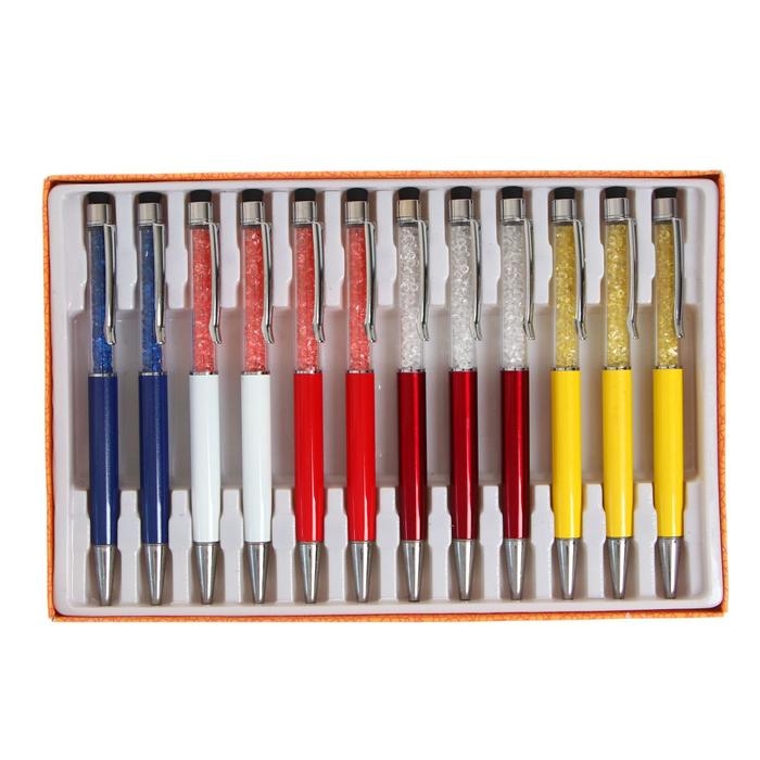 Ручка подарочная, шариковая, поворотный корпус, со стразами и стилусом, МИКС Ручка подарочная, шариковая, поворотный корпус, со стразами и стилусом, МИКС