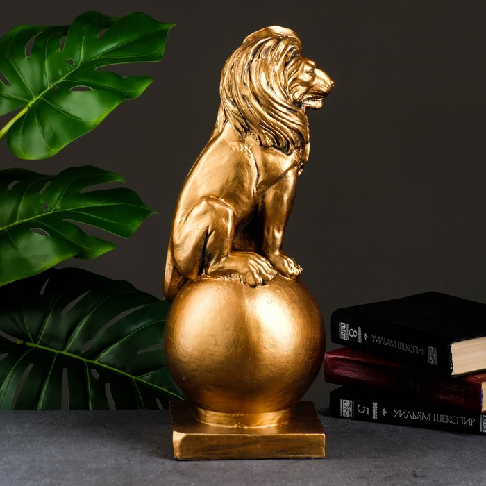 Копилка Копилка "Лев сидя на шаре" бронза, 18х18х42см