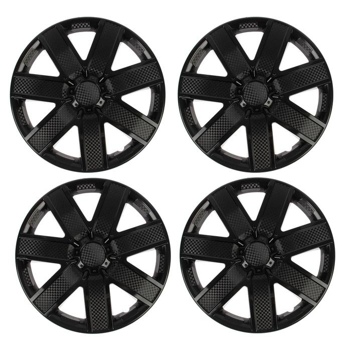 Колпаки колесные R15 Колпаки колесные R15 "ГАЛАКСИ", черный глянец карбон, набор 4 шт.