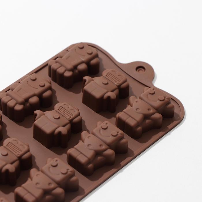 Форма для шоколада Доляна «Роботы», силикон, 21×11×1,5 см, 12 ячеек Форма для шоколада Доляна «Роботы», силикон, 21×11×1,5 см, 12 ячеек