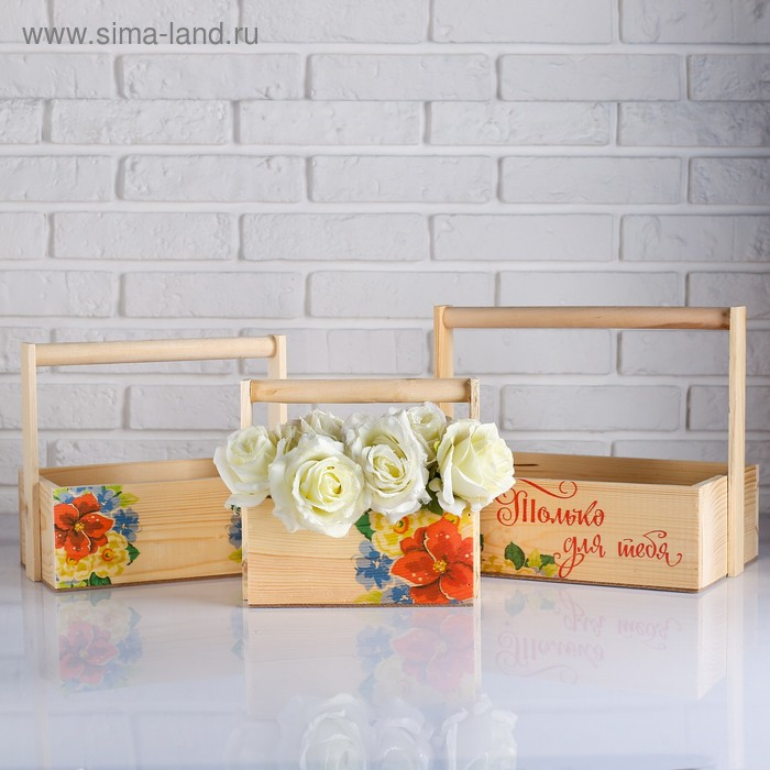 Набор кашпо деревянных подарочных Капоне  Набор кашпо деревянных подарочных Капоне "Только для тебя", 3 в 1, ручка