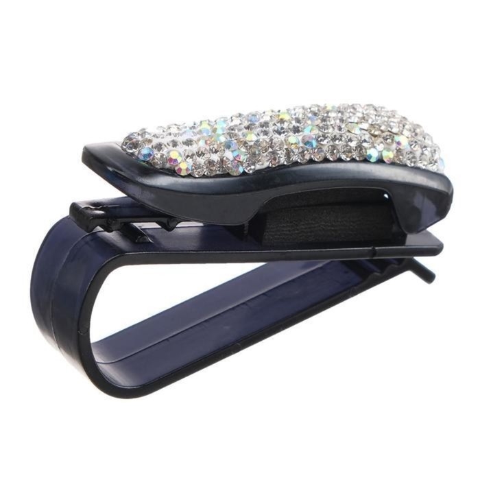 Держатель очков TORSO, зажим с серебряными стразами, чёрный Держатель очков TORSO, зажим с серебряными стразами, чёрный