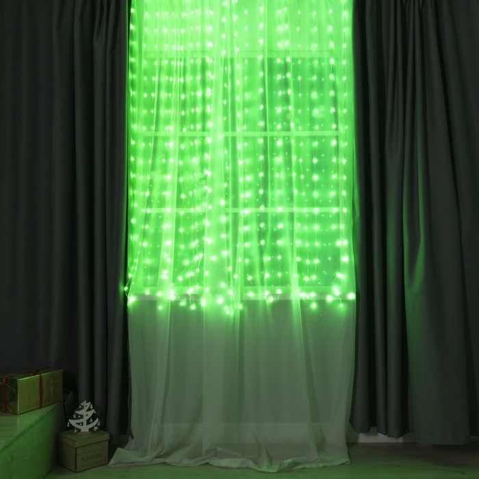 Умная гирлянда «Занавес» 2 × 2 м роса, IP20, серебристая нить, 400 LED, приложение, свечение RGB, USB