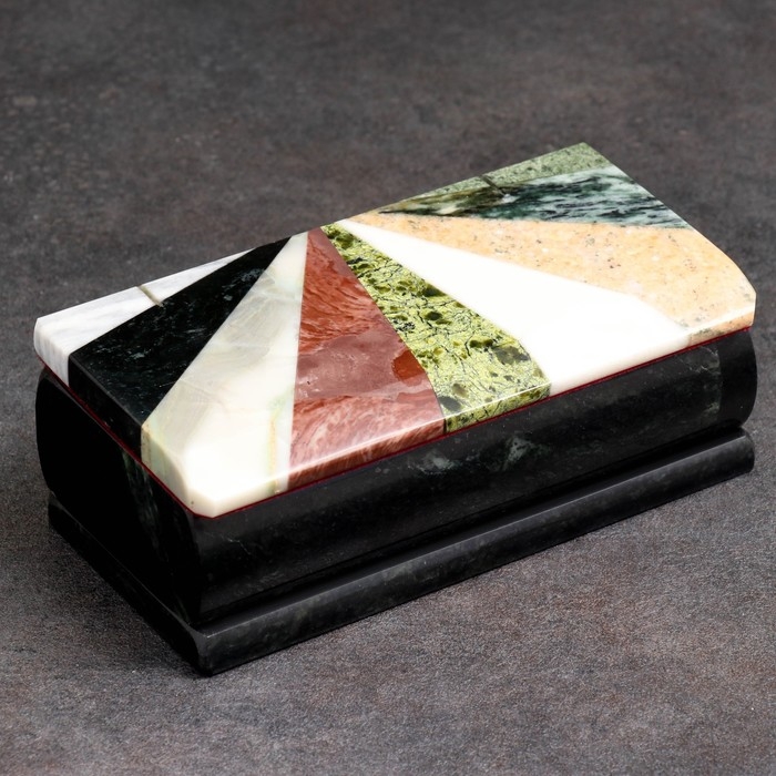 Ларец Ларец "Мозайка" 15х7х5,5 см, змеевик, креноид, лемезит, офиокальцит, мрамор