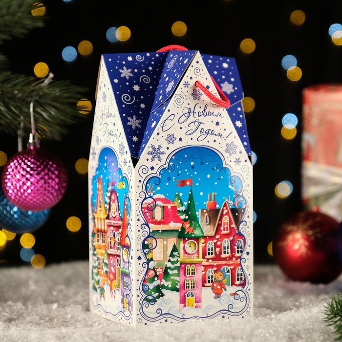 Новый год. Коробка подарочная складная Новый год. Коробка подарочная складная "Мечты Сбываются" 10,5 х 10,5 х 21,5 см.