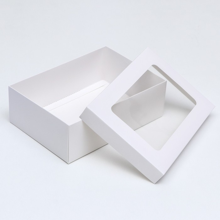 Коробка подарочная складная, упаковка, крышка-дно, с окном, белая, 24 х 17 х 8 см Коробка подарочная складная, упаковка, крышка-дно, с окном, белая, 24 х 17 х 8 см