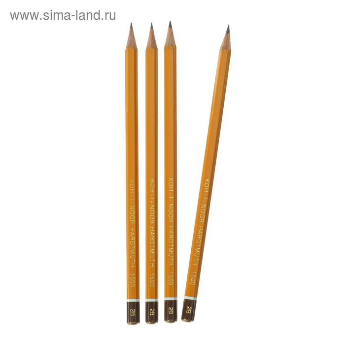 Набор чернографитных карандашей 4 штуки Koh-I-Noor, профессиональных 1500 B2, заточенные (749478) Набор чернографитных карандашей 4 штуки Koh-I-Noor, профессиональных 1500 B2, заточенные (749478)