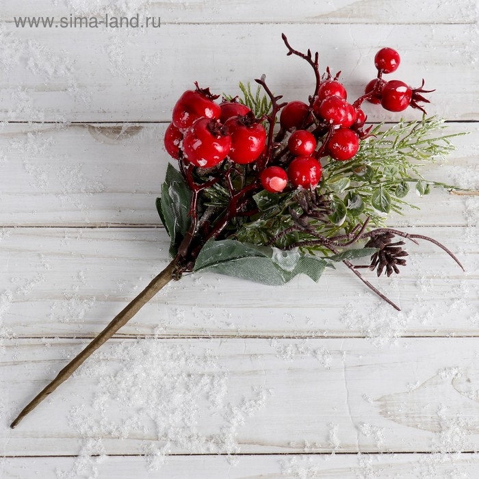 Декор  Декор "Зимнее очарование" красные ягоды снежинка, 22 см