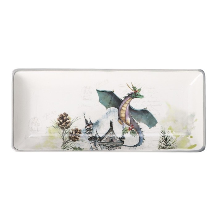 Блюдо сервировочное Доляна «Дракоша», 28×12×3,2 см, цвет белый Блюдо сервировочное Доляна «Дракоша», 28×12×3,2 см, цвет белый