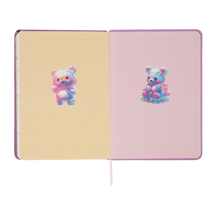 Записная книжка подарочная 96л,линия, цветной срез,обложка ПВХ 3D Мишка (17,7х12,4см)