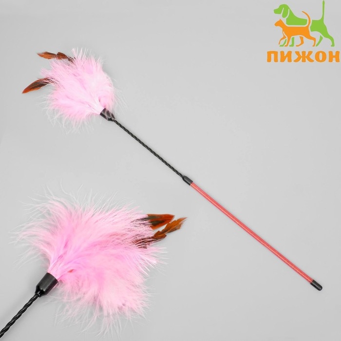 Дразнилка  Дразнилка "Пушок с ушками", двойная ручка жёсткая/гибкая, 50 см, микс цветов