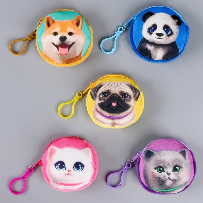 Кошелёк детский  Кошелёк детский "Животные",  плюшевый, цвет МИКС