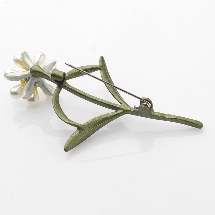 Брошь «Цветок» одуванчик, цветок бело-жёлтый, бутон зеленый Брошь «Цветок» одуванчик, цветок бело-жёлтый, бутон зеленый