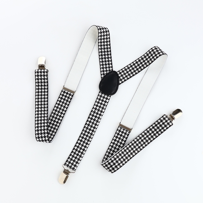 Подтяжки взрослые, ширина 2,5 см, цвет чёрный/белый Подтяжки взрослые, ширина 2,5 см, цвет чёрный/белый