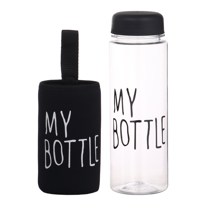 Бутылка для воды, 500 мл, My bottle, 19.5 х 6 см, чехол в комплекте, черная Бутылка для воды, 500 мл, My bottle, 19.5 х 6 см, чехол в комплекте, черная