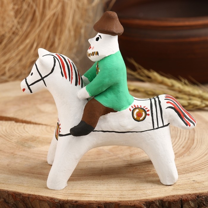 Сувенир "Мужик на коне", каргопольская игрушка, микс