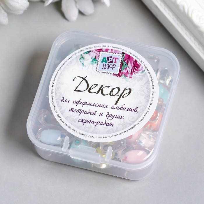 Бусины пластик Бусины пластик "Зайчики - внутренний цвет ассорти" глянец 20 гр 1,2х1,6 см