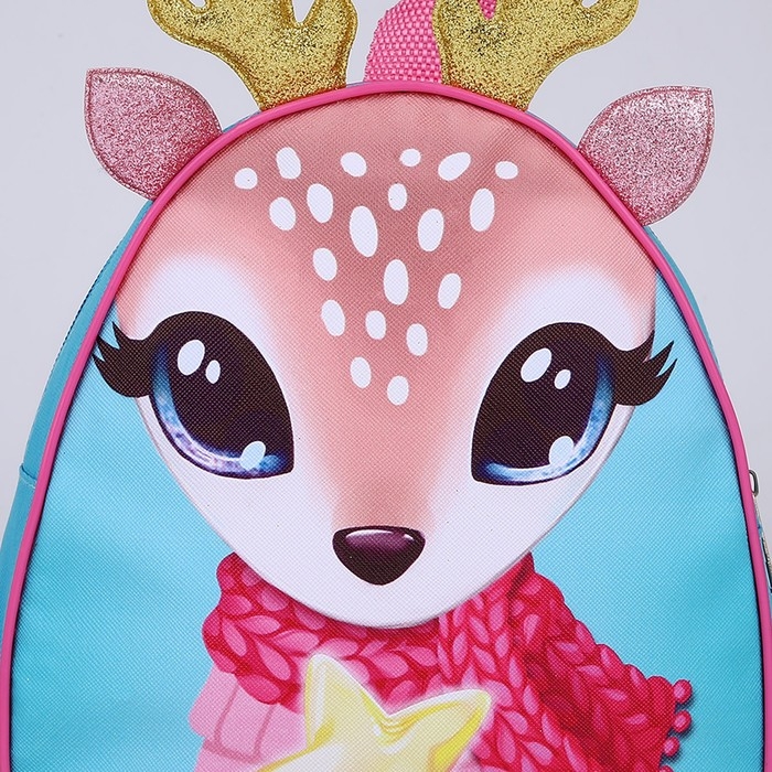 Новогодний детский рюкзак для девочки «Оленёнок с звездой», 23х20,5 см