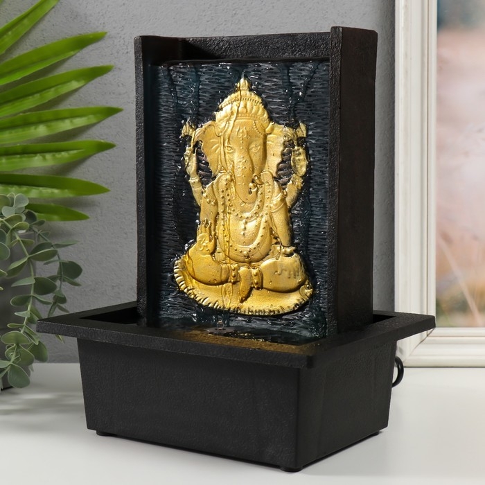 Фонтан настольный от сети, подсветка Фонтан настольный от сети, подсветка "Портрет сидящего Ганеша" 21х17х27 см