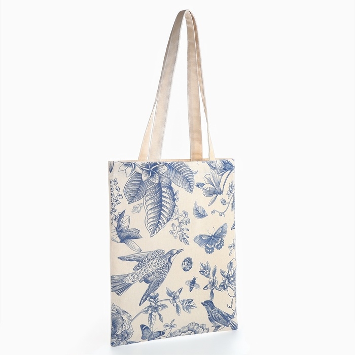 Шопер «Цветы» 33,5 х 39,5 см., отдел без молнии, без подклада, белый Шопер «Цветы» 33,5 х 39,5 см., отдел без молнии, без подклада, белый