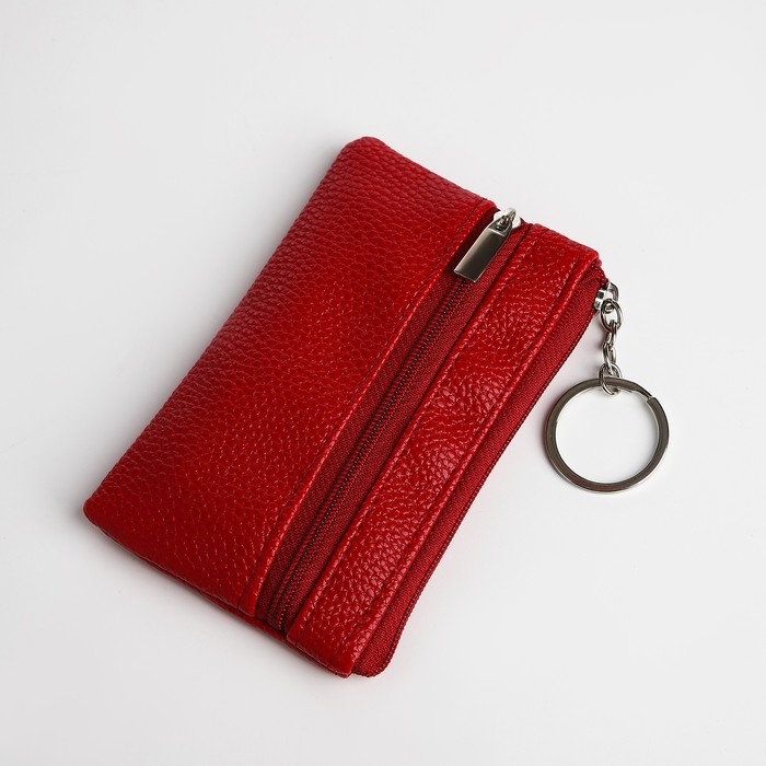 Ключница - кошелёк на молнии, длина 12 см, кольцо, цвет красный Ключница - кошелёк на молнии, длина 12 см, кольцо, цвет красный