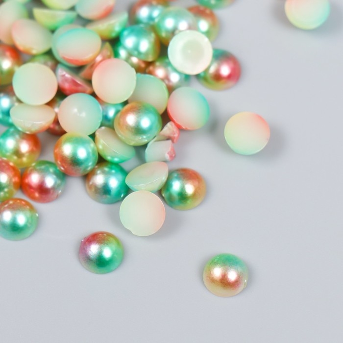 Декор "Полубусины и стразы. Градиент голубой крем" d=6 мм 10г 200 шт 5х2,5 см МИКС