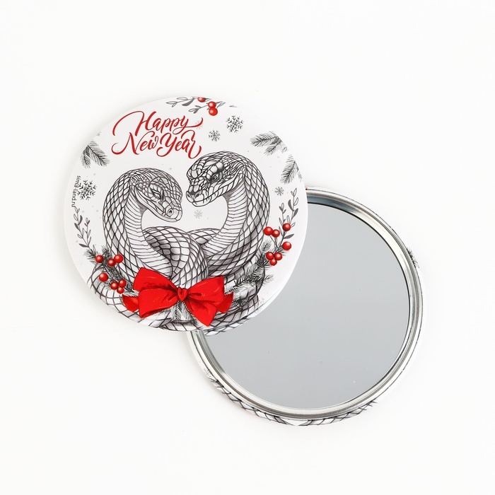 Зеркало карманное новогоднее «Новый год: Happy New Year», диам.7 см Зеркало карманное новогоднее «Новый год: Happy New Year», диам.7 см