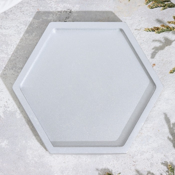 Подсвечник Подсвечник "Шестигранник. Мрамор" из гипса,9,7х11,3х1см,серебро