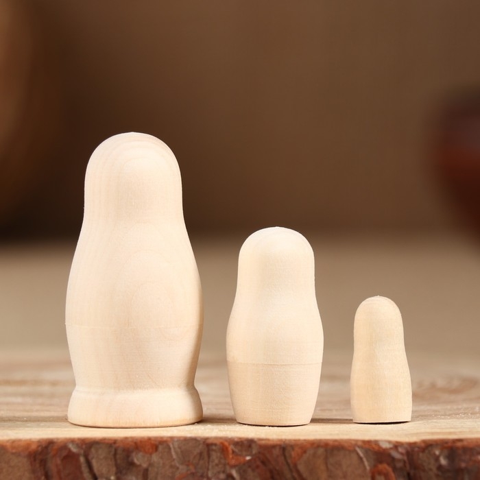 Заготовка для творчества  Заготовка для творчества "Матрешка" под роспись, 3-х кукольная, дерево, 7х3,5х3,5см