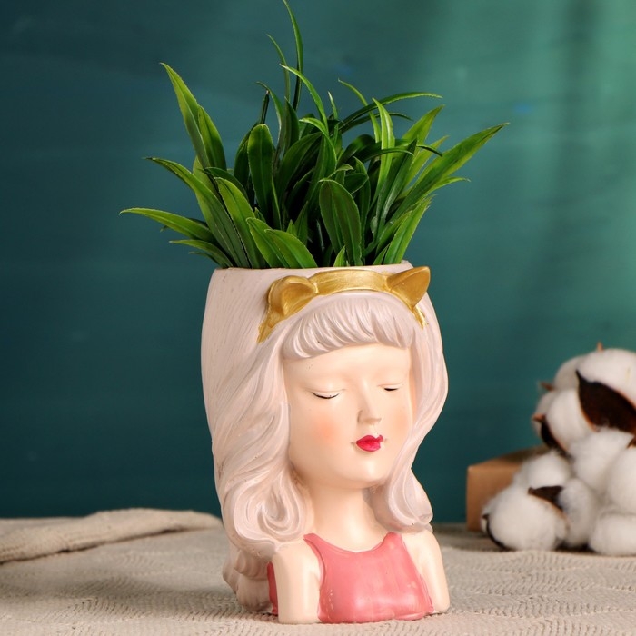 Кашпо  Кашпо "Мечтательница" розовое, 8х9х12см, 0,25л, d-5,5 см