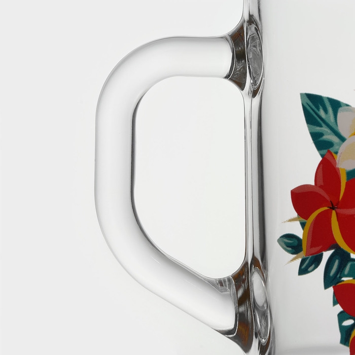 Кружка стеклянная «Тропические цветы», 200 мл, рисунок МИКС Кружка стеклянная «Тропические цветы», 200 мл, рисунок МИКС