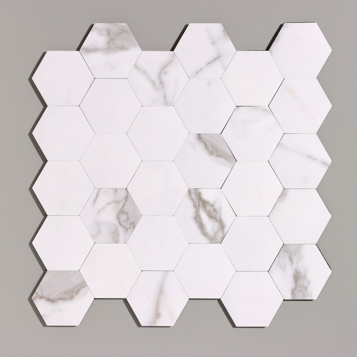 Панель самоклеящаяся 30*30см мозаика соты, белая Панель самоклеящаяся 30*30см мозаика соты, белая