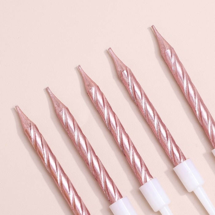 Набор свечи в торт  Набор свечи в торт "Спираль", 200шт, 5 см, розовое золото