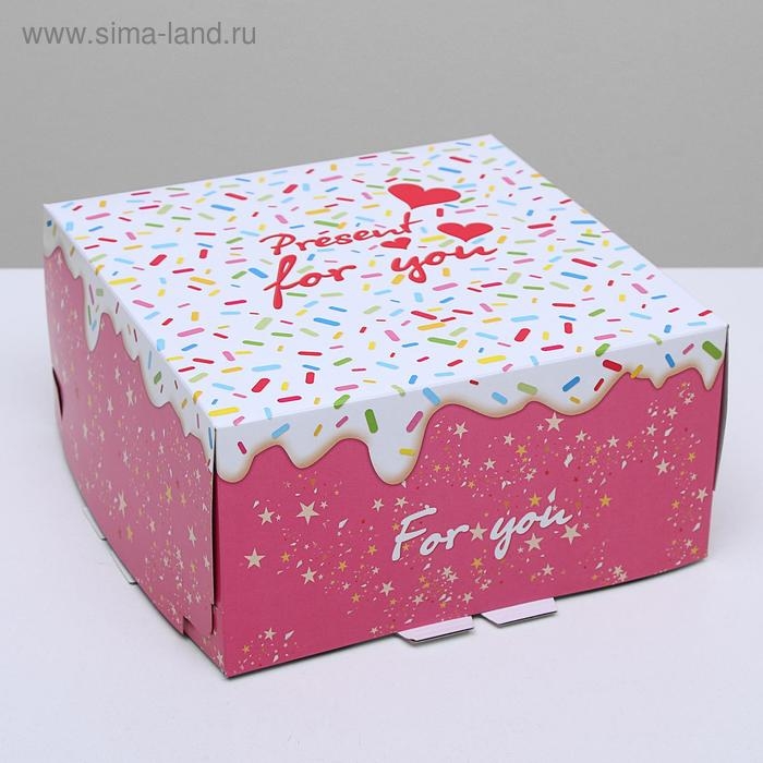 Кондитерская упаковка, короб, Кондитерская упаковка, короб, "Для тебя", 24 х 24 х 12 см, 1,5 кг