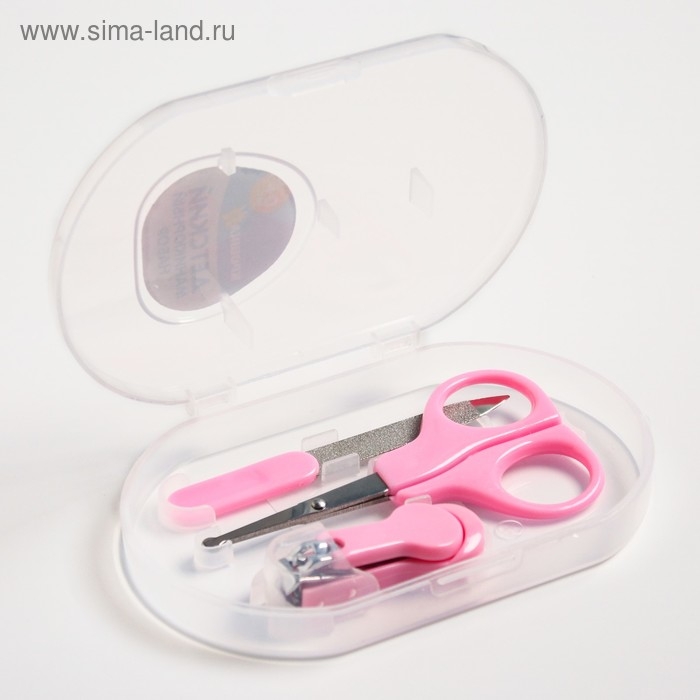 Детский маникюрный набор (ножницы, книпсер, пилка), цвет розовый Детский маникюрный набор (ножницы, книпсер, пилка), цвет розовый