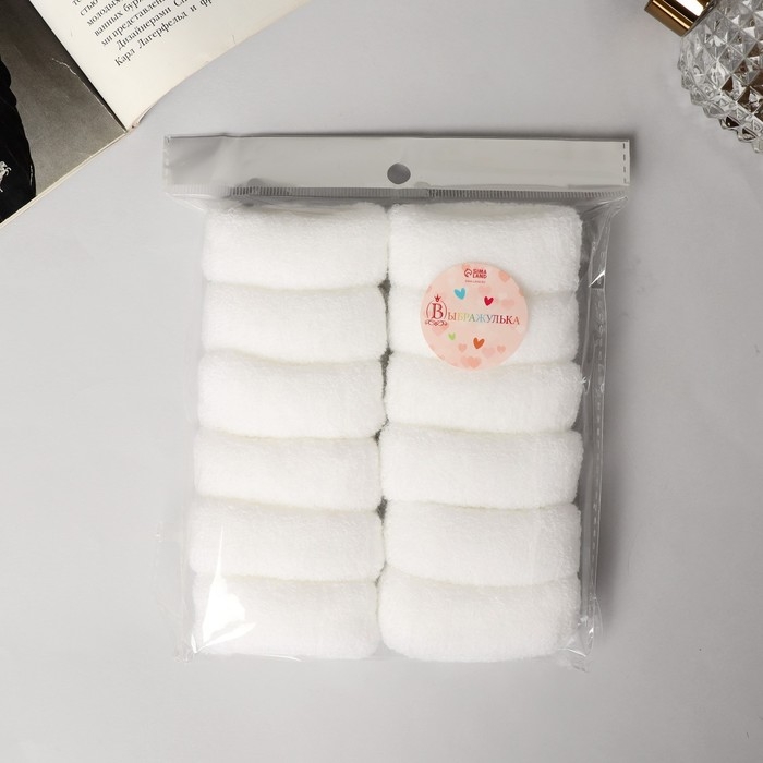 Резинка для волос Резинка для волос "Махрушка" (набор 12 шт) широкая классика, 7х2 см, белый