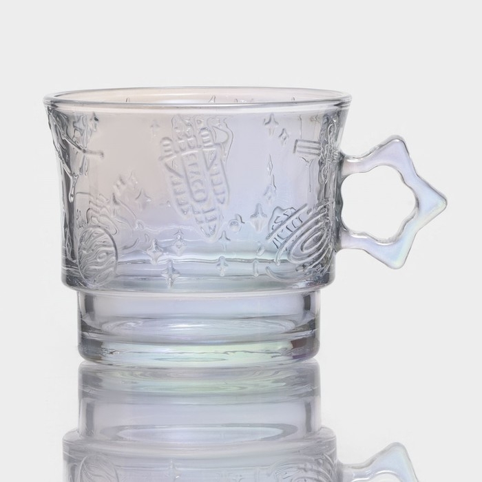 Набор кружек стеклянных «Космос», 4 предмета: 300/300/250/300 мл, цвет перламутровый Набор кружек стеклянных «Космос», 4 предмета: 300/300/250/300 мл, цвет перламутровый