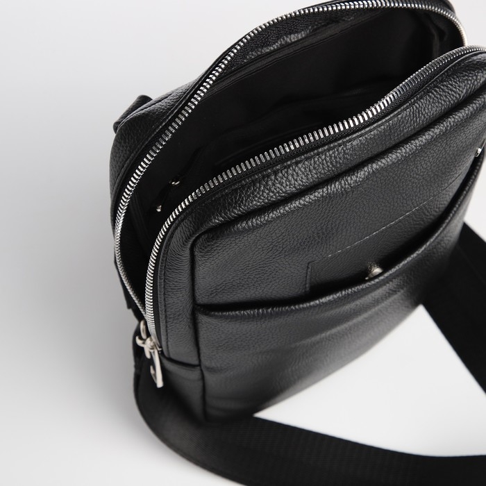 Сумка мужская через плечо TEXTURA, искусственная кожа, цвет чёрный Сумка мужская через плечо TEXTURA, искусственная кожа, цвет чёрный