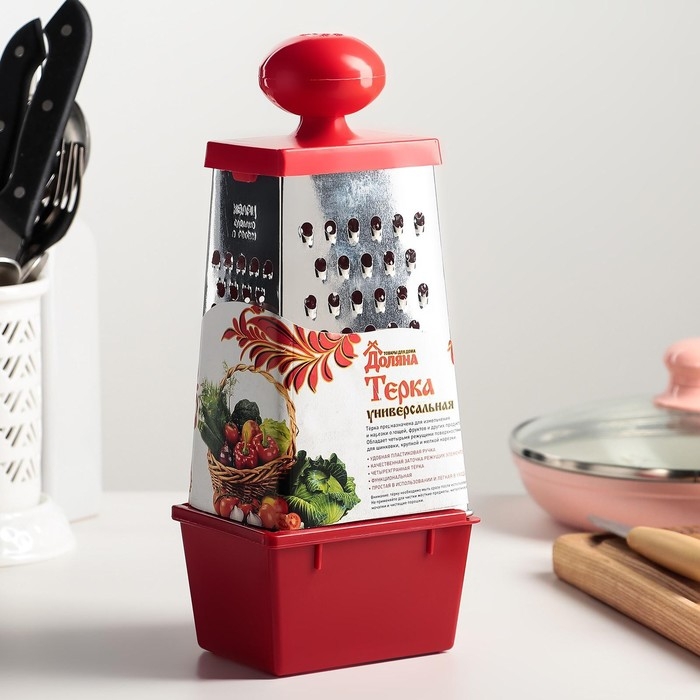 Тёрка Доляна «Комфорт», 4 грани, с контейнером 450 мл, ручка круглая, 28×12×9 см, цвет МИКС Тёрка Доляна «Комфорт», 4 грани, с контейнером 450 мл, ручка круглая, 28×12×9 см, цвет МИКС