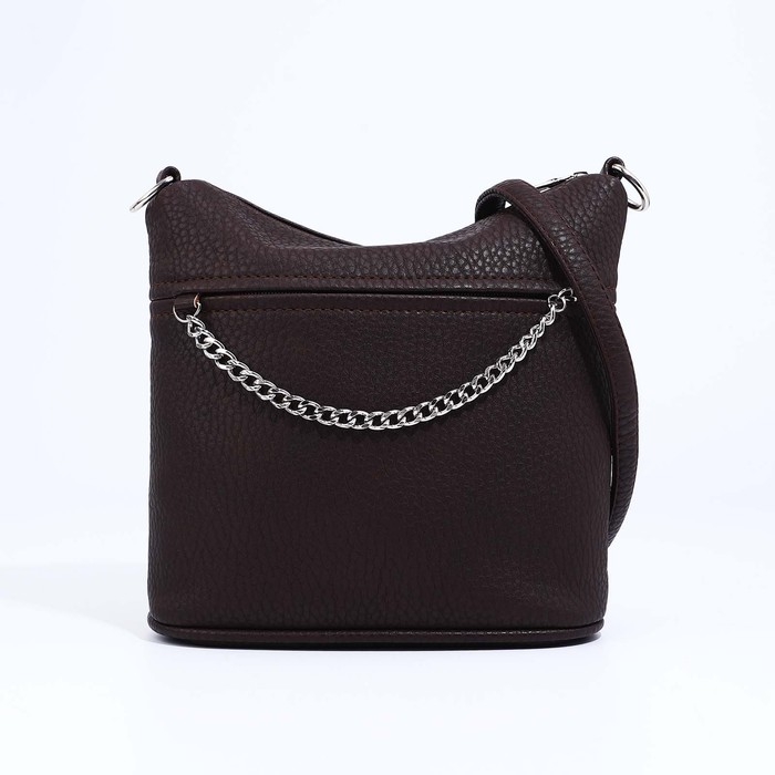 Сумка кросс-боди Janelli на молнии, 2 наружных кармана, цвет тёмно-коричневый Сумка кросс-боди Janelli на молнии, 2 наружных кармана, цвет тёмно-коричневый