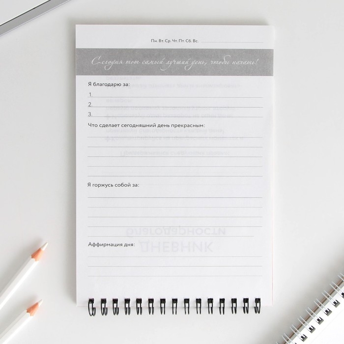 Дневник благодарности «Лучший день», формат А5, 30 листов Дневник благодарности «Лучший день», формат А5, 30 листов