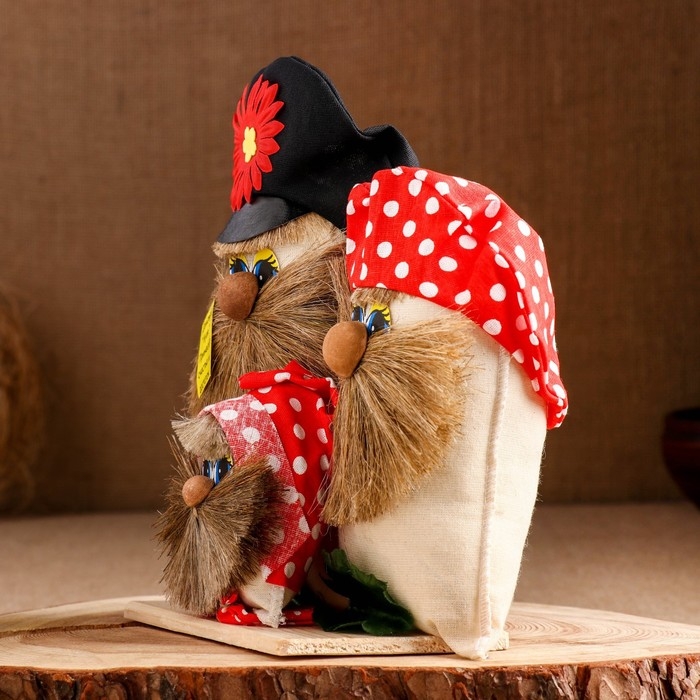 Оберег Оберег "Домовята Мама,папа и сын", лён, 23-24 см