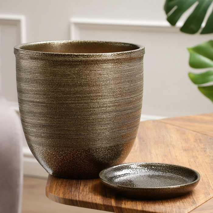 Горшок цветочный  Горшок цветочный "Золото" с поддоном, 5л