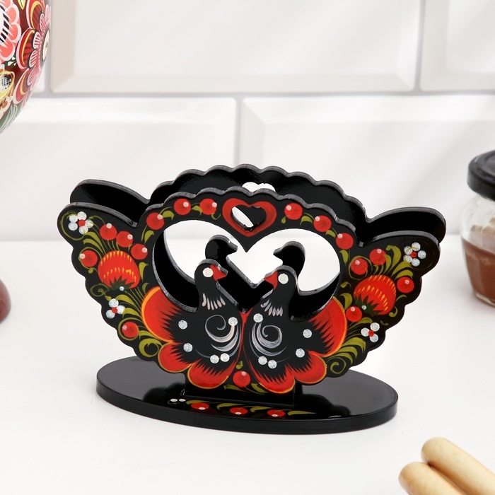 Салфетница «Голубь», 7 х 10 см, хохлома Салфетница «Голубь», 7 х 10 см, хохлома