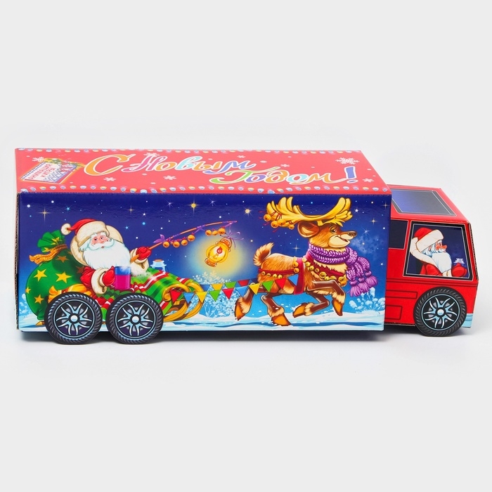 Новый год. Подарочная коробка Новогодняя Фура Новый год. Подарочная коробка Новогодняя Фура "Праздничный путь" с анимацией 36 х 11,5 х 11 см.
